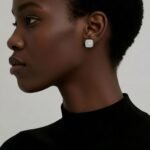 Silver MOIS 0.78ct 5 Square Earrings Vvs D