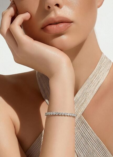 Silver MOIS 3mm Tennis White 7.5" Bracelet