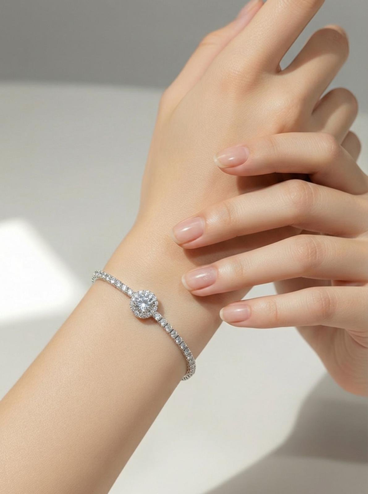 image-25.jpeg Silver MOIS Fancy Round Solitaire Tennis Bracelet 8.75ct - Image 1
